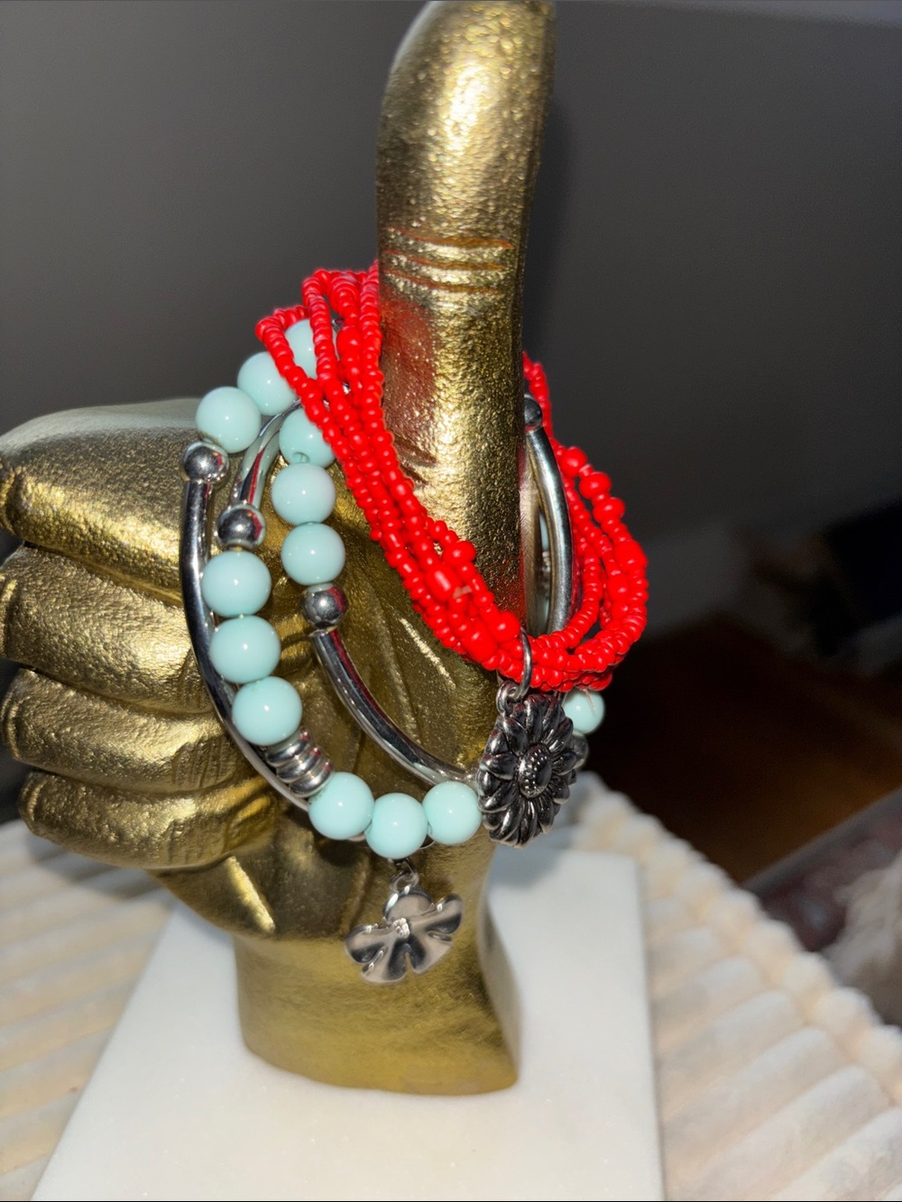 2 Stackable Beaded and Seed-Bead Bracelet Set